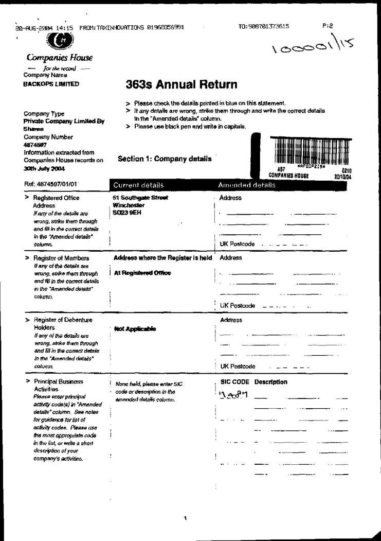 Page 1 of BackOps filing