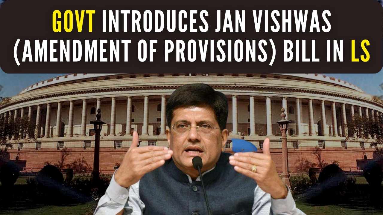 Centre Introduces Jan Vishwas Amendment Of Provisions Bill