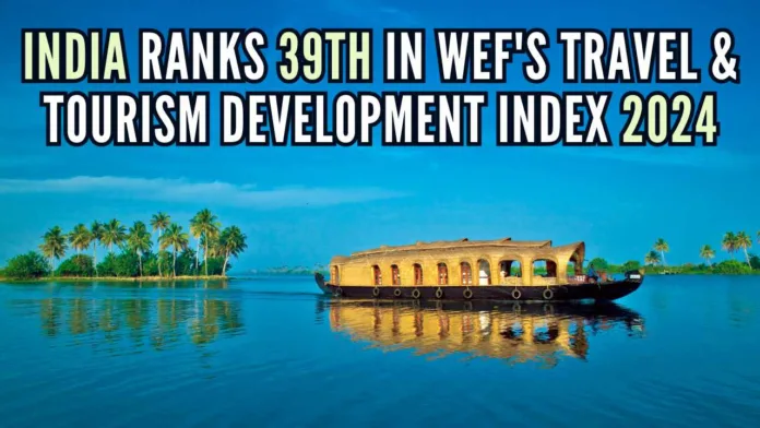 India ascends to 39th place in the 2024 Travel & Tourism Development Index, with global tourism rebounding to pre-pandemic levels, as per the WEF's latest report