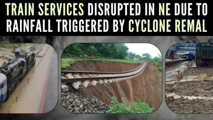 Railway tracks were either inundated or the water is overflowing over the tracks due to incessant rains