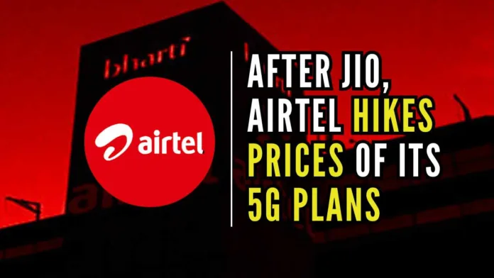 The country’s second largest telecom operator Bharti Airtel has announced a hike in mobile tariffs a day after Reliance Jio hiked tariffs