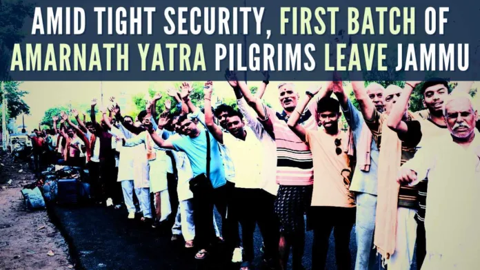 Amid the chanting of religious hymns, a batch of 4,603 pilgrims left Bhagwati Nagar Yatri Niwas