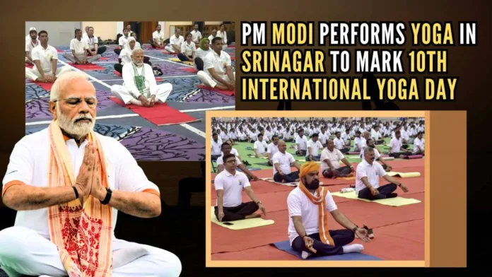 PM Modi greeted the people of the country and the World on the 10th International Day of Yoga while celebrating the event in Srinagar