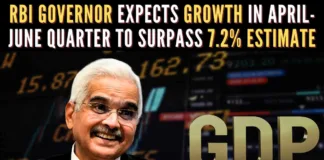The governor said the GDP growth in the first quarter is likely to be at 7.3 percent, 7.2 percent in Q2, 7.3 percent in Q3, and 7.2 percent in the last quarter